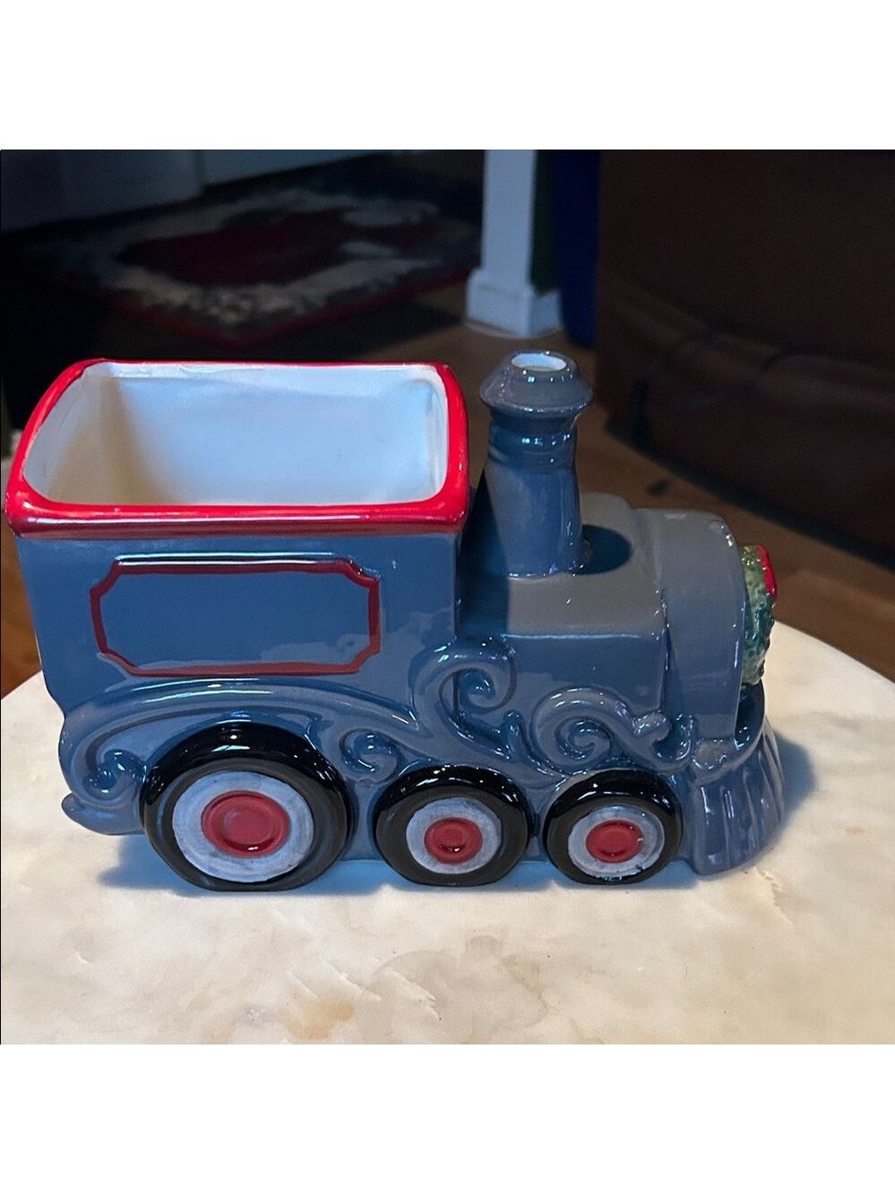 Charming Dolly Parton  Gray and Red Ceramic Train Planter